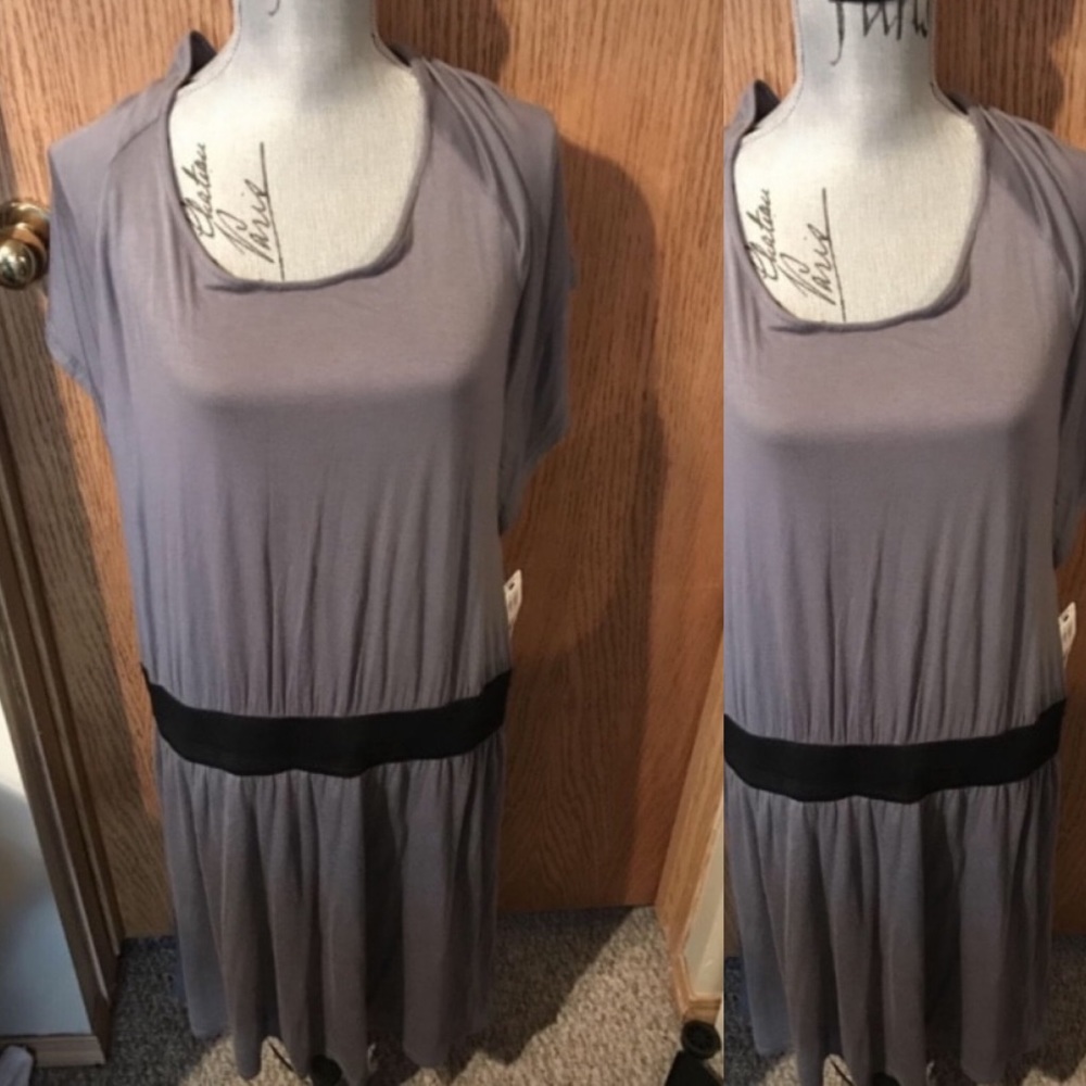 Grey dress with elastic waist